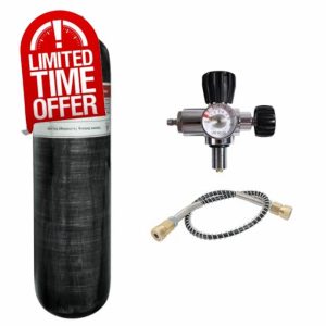 TUXING 3L 4500psi Carbon Fiber Air Tank(Empty Bottle)& Paintball Fill Station with Valve Regulator Gauge for PCP Game