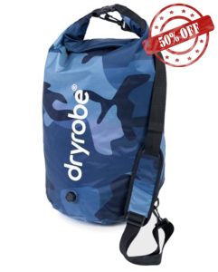 Dryrobe Travel Compression Bag - Large Compact Waterproof Bag for Travel & Sports Storage - Wet Bags for Swimming/Surfing/OCR - Stuff Sack for Wet Clothes with Roll Up Closure - 33 L - Blue Camo