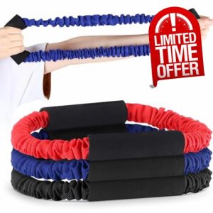 RoundFunny 3 Pcs Archery Bow Strength Trainer 30 40 50 Lbs Arm Strength Exercise Band Rubber Stretch Bands Archery Accessories for Archery Bow Practice Shooting Accessories