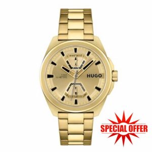 HUGO Analogue Multifunction Quartz Watch for Men with Gold Colored Stainless Steel Bracelet - 1530243