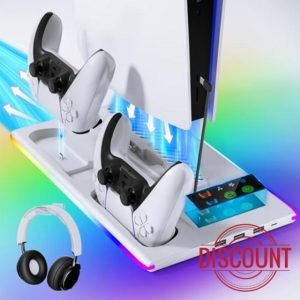 PS5 / PS5 Slim Stand with RGB LED Charging Dock