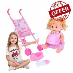 Weddflower Baby Doll Stroller Set Realistic Interesting Baby Doll with Stroller Includes Doll