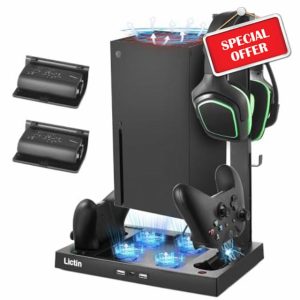 Lictin Cooling Stand & Stand and Cooling Station with Dual Charger for Series X | Upgraded 4-Fan System