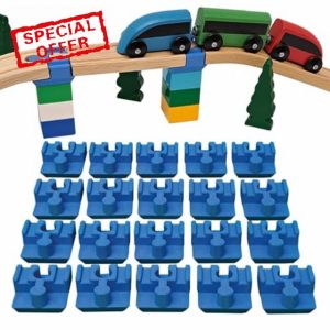 Baymo Duplo to Wooden Track Adapter for Kids Age 3 Years & Up - Railway Set Accessories & Add Ons (20 Adapters)