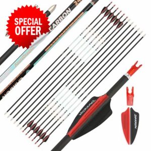 surwolf Pure carbon arrows for archery competition Spine300-1000 Practice arrows ID4.2mm Hunting arrows for Recurve bows & Compound bows 12pcs