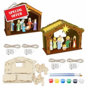 TGFIX Set of 4 Christmas House Construction Kit with LED Candles