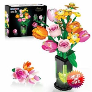 INSOON Flowers Bouquet Building Set with Vase & Light