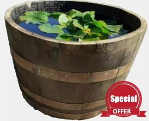 LARGE Watertight 100% GUARANTEED Oak wine half barrel planter patio MINI POND