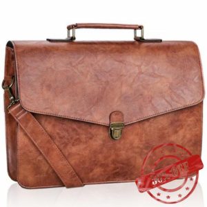 Estarer 15.6 Inch Leather Laptop Messenger Bag Mens Slim Briefcase Satchel Bag for Work Office Brow