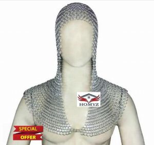 HOMYZ Aluminum Butted Chainmail Hood/Woman Coif | Made Armor Larp Sca Costume