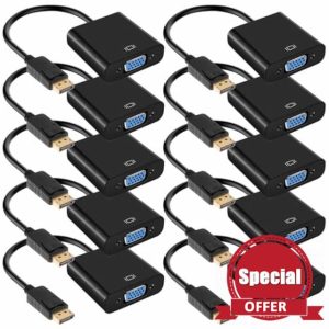 10 Pack DisplayPort to VGA Adapter
