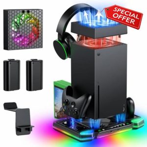 Upgraded Auto Cooling Fan System and Charging Stand for Xbox Series X Console & Controllers