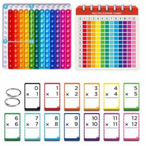 Multiplication Flash Cards + Pop Fidget Chart- 156 Hole Punched Math Game Flash Cards