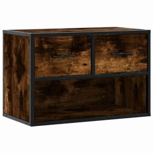 idaXL TV Cabinet Stand/Media Unit - Smoked Oak Wood & Metal
