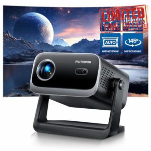 Mini Projector【Electric Focus & Auto Keystone】WiFi Bluetooth 145°Rotatable Portable Projector 1080P Full HD Supported