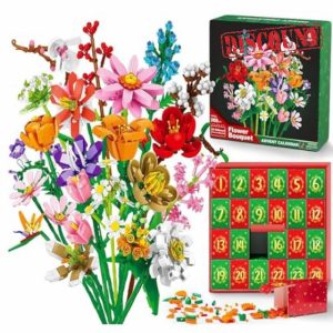 Advent Calendar 2024 for Kids Adults Teens 2025 24 Days Flower Bouquet Building Blocks Christmas Countdown Calendar