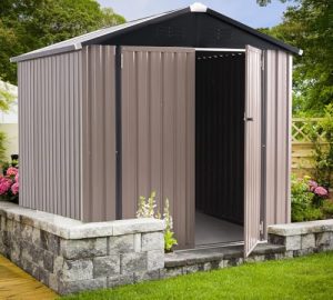 Metal Tool Shed | 3.42m² 6.34m³ | Lockable Bike Shed | 193x181x196cm | Galvanised Steel Garden Shed Backyard l Patio Law