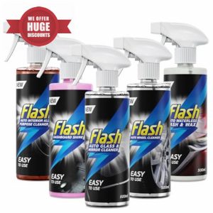 Flash Car Care Automotive Total Clean Bundle 5x500ml Powerful Exterior & Interior Cleaning Products Dashboard Shine