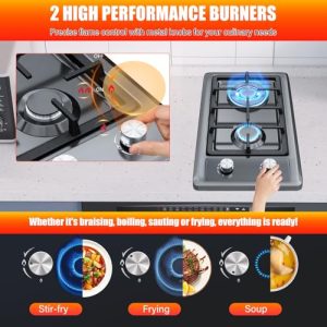 Built-in Stainless Steel Gas Hob 2 burners with Flame Failure Protection