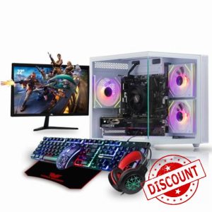 Veno Scorp Gaming PC Bundle Intel Core i7 6th Gen RTX 3050 8GB Graphics Card - 16GB 3200MHz Ram - 1TB NVMe SSD - 550W PSU - Windows 11 - WiFi - 22" Refurb Monitor - 4in1 Bundle - Mini Nem 3 White