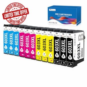 OINKWERE 603XL Ink Cartridges 12-Pack Compatible for Epson 603XL Ink Cartridges Multipack for Expression XP-2100 XP-2105 XP-2150 XP-3100 XP-3150 XP-4100 WorkForce WF-2810 WF-2820 WF-2830 WF-2835