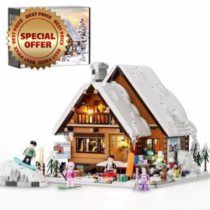 FUNWHOLE Christmas Ski-Cabin Lighting Building-Bricks-Set
