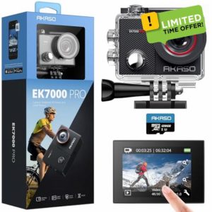 AKASO EK7000 Pro 4K Action Camera with 128GB microSDXC Memory Card - Touch Screen EIS Adjustable View Angle 40m Waterproof Underwater Camera Remote Control Helmet Camera with Accessories Ki