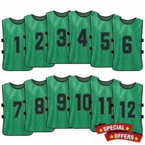 KOSINGNA 12 PCS Adults Soccer Pinnies Quick Drying Football Team Jerseys Youth Sports Scrimmage Soccer Team Training Numbered Bibs Practice Sports Ves