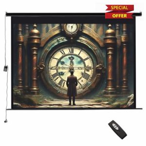 INMOZATA Electric Projector Screen 120 inch/266x149cm Motorised Projector Screen with Remote Control 16:9 Ratio Movie Screen for for Home Theater Cinema Office Video Game Outdoor Indoor-Black