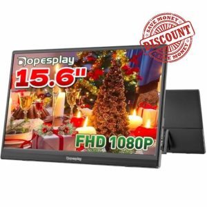 Dopesplay 15.6" Portable Monitor for Laptop 1920x1080p FHD IPS USB-C HDMI Compatible Lightweight External Display for Gaming and Work with PC Mac PS3/4/5 Xbox