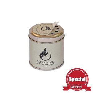 Cedarwood Clothes Moth Deterrent Diffuser Set - Repels Clothes Moths - Essential Oils - Long Lasting - 4 Tins
