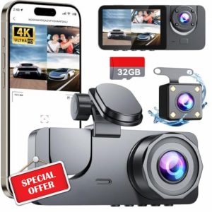 Dash Cam Front and Rear 4K Full HD