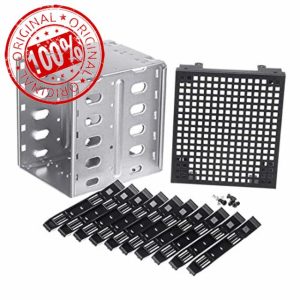 LOLPALONE 5.25 Inch to 5 x 3.5 Inch SATA HDD Cage Rack Hard Drive Disk Enclosure Disk Tray Adapte