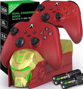 HASACOOL Controller Charging Dock for Xbox One/Xbox Series X/S with 2x5520mWh Rechargeable Battery Packs