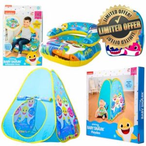 Toptoys2u Bargain Bundles Baby Shark Bath Toys & Accessories Bundle - 3-Piece Play Tent