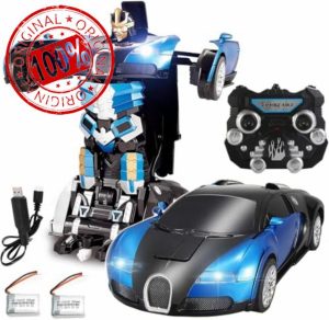 KWARE 2.4Ghz Transformer Remote Control Car – Talking Auto Bot RC Drifting Car & Robot - Sound FX Lights – One Touch Transform - Rechargeable Radio Controlled RC Car