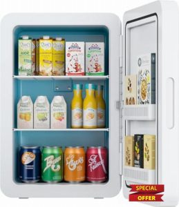 Rebongki Mini Fridge 22L/ 30 Cans Cooler and Warmer Portable Mini Fridge for Bedrooms with Adjustable Shelves