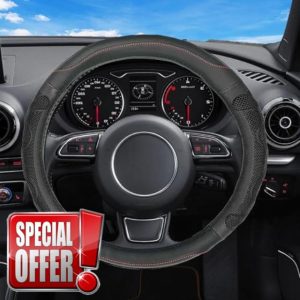 LOTEZAVA Steering Wheel Covers-Soft Pu Leather Microfiber Steering Wheel Cover