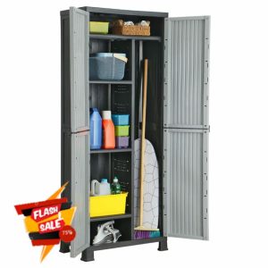 IKAYAA Storage Garage Outdoor storage Storage Cabinet Cupboard outdoor Storage Plastic Cupboard Box Outdoor-68 x 39 x 171.5 cm-2-68 x 39 x 171.5 cm-2