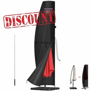 LAMUNI Garden Umbrella Cover Large Garden Parasol Covers for Ø5m Cantilever Parasol Protective Cover Waterproof Garden Umbrella Parasol Cover Outdoor Umbrella Cover with Zip and Rod