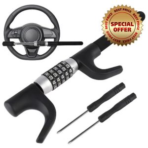 Steering Wheel Lock 5 Digit Combination Lock Heavy Duty Car Steering Wheel Locks Car Anti Theft Device Keyless Security Car Lock Steering Wheel Universal Steering Lock for Cars Trucks Carts Vans SUV