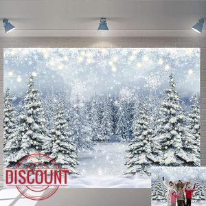 Winter Forest Scene Backdrop Glitter Snowy Wonderland Pine Tree Photography Background Winter Christmas New Year Holiday Party Decor Photo Background (94X70 inch (8x6FT))