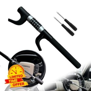 Steering Wheel Lock - High-Strength Anti-Theft Security with Customizable 5-Digit Combination