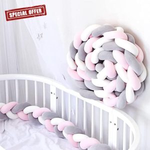 GYCS Cot Bumpers for Cot Bed Knotted Cot Bed Bumper Braided Pillows Braided Cot Bumper Cushion Soft Knot Breathable Cot Bumper Cushion Soft Knot Pillow Baby Bed Set
