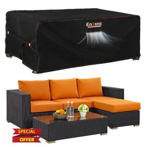 Enzeno Garden Furniture Cover,200X150X74cm Garden Table Cover Waterproof,420D Heavy Duty Oxford Polyester Outdoor Patio Table Covers Rectangular Windproof,Anti-UV for Chair and Table Patio Set Cove