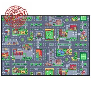 Joberio Children's Play Mat - Educational Play Rug | Kid's Traffic Map Crawling Play Mat | 80x120cm Velvet Fabric Floor Crawling Mat for Playroom