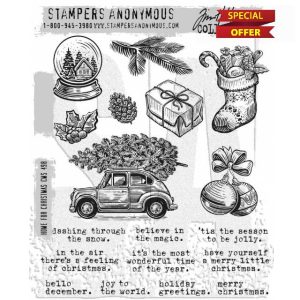 Tim Holtz Cling Rubber Stamps - Home for Christmas CMS498
