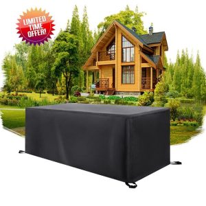 Garden Furniture Covers 220x185x60cm/LxWxH Rectangular Patio Furniture Cover Waterproof Table Covers 420D Oxford Furniture Cover Windproof Anti-UV for Chair Table Outdoor Rattan Sofa Cover Black