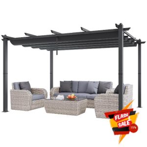 VEVOR 10'x13' Outdoor Retractable Pergola with Canopy