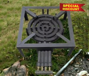 4 Key Single Cast Iron Burner LPG Propane Gas Boiling Ring Burner Catering Camping Stove Outdoor Party Wedding 48x48x16cm